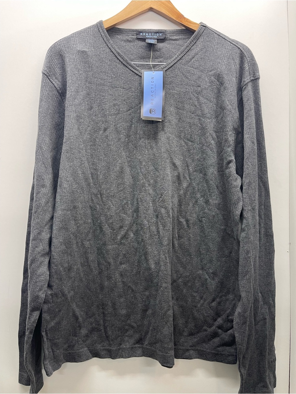 Kenneth Cole Reaction Charcoal Crewneck‎ Men's Long-Sleeve Henley